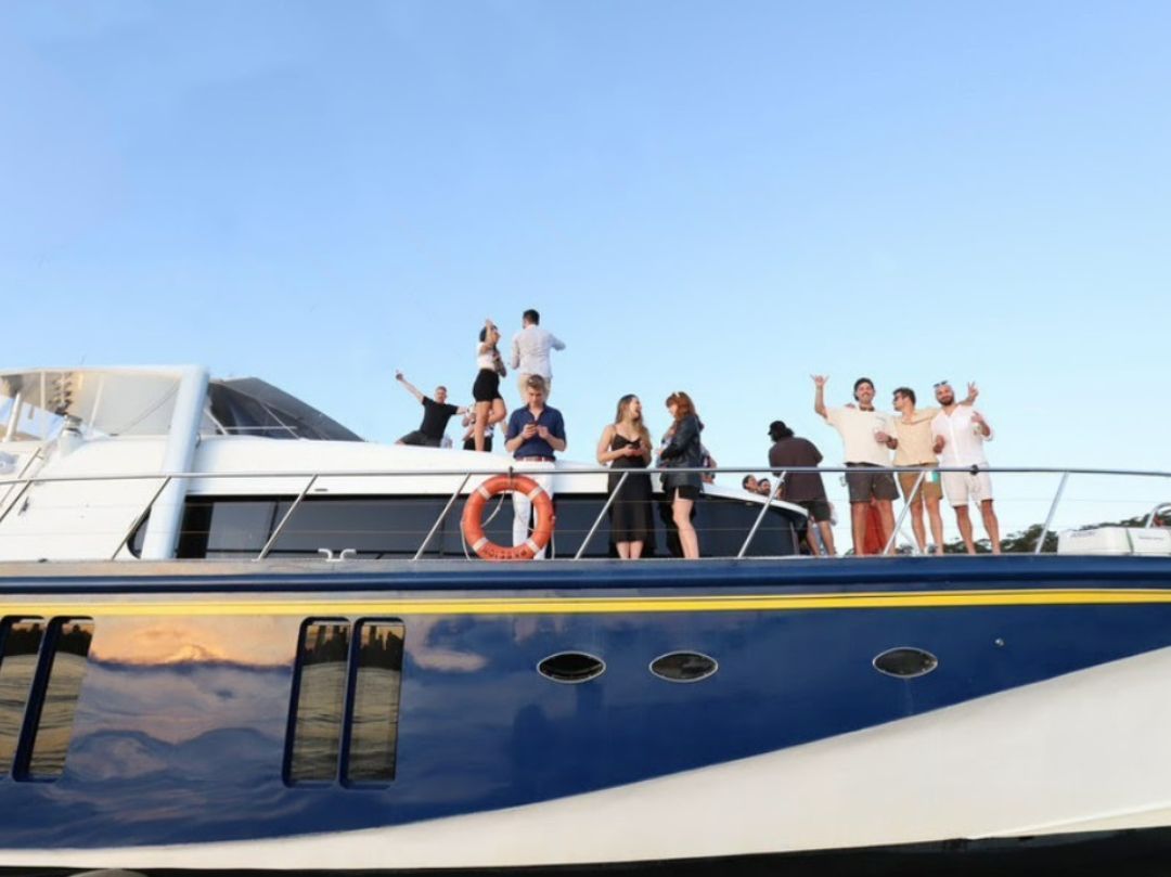 Passion Boat Hire Sydney - Group On Roof