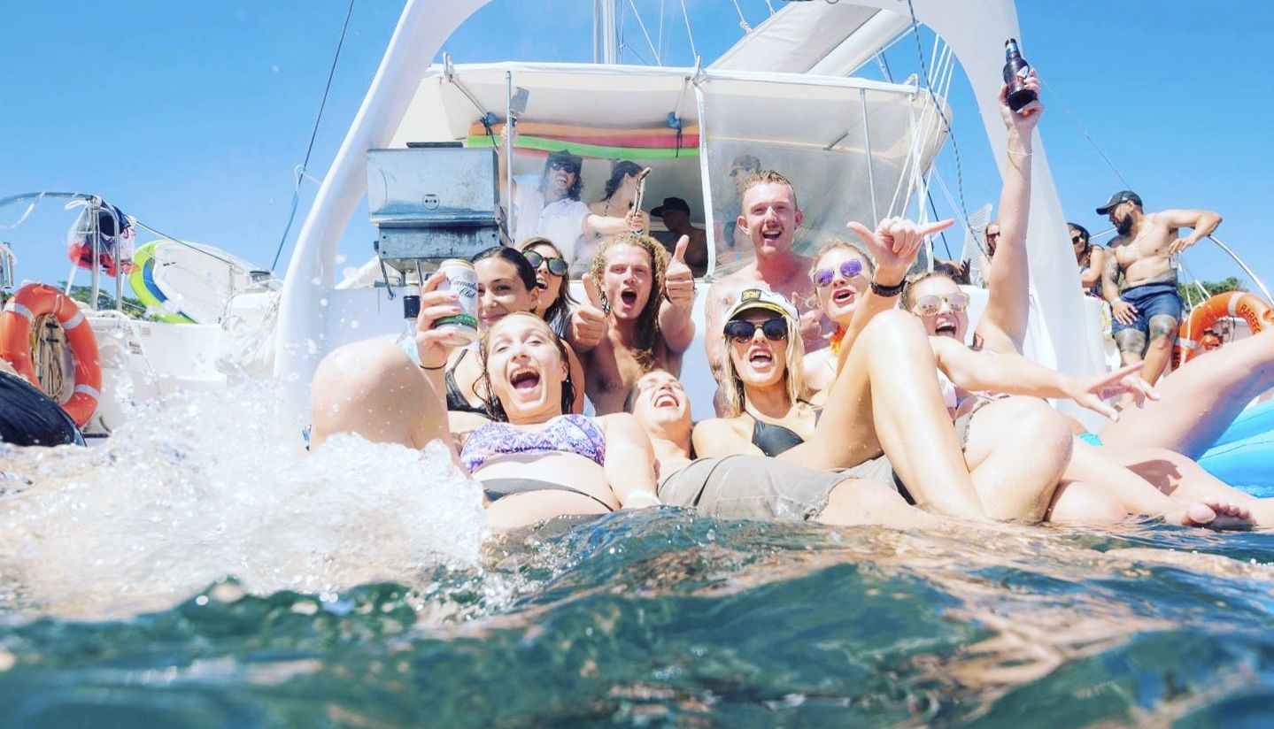 Boat Hire - Boat Party Excited Group of People in Sydney Harbour