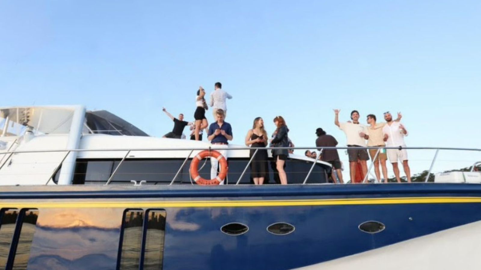 Passion Boat Hire Sydney - Group On Roof